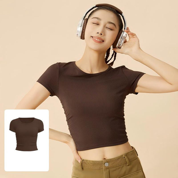 Slimming Breathable Striped Yoga Top