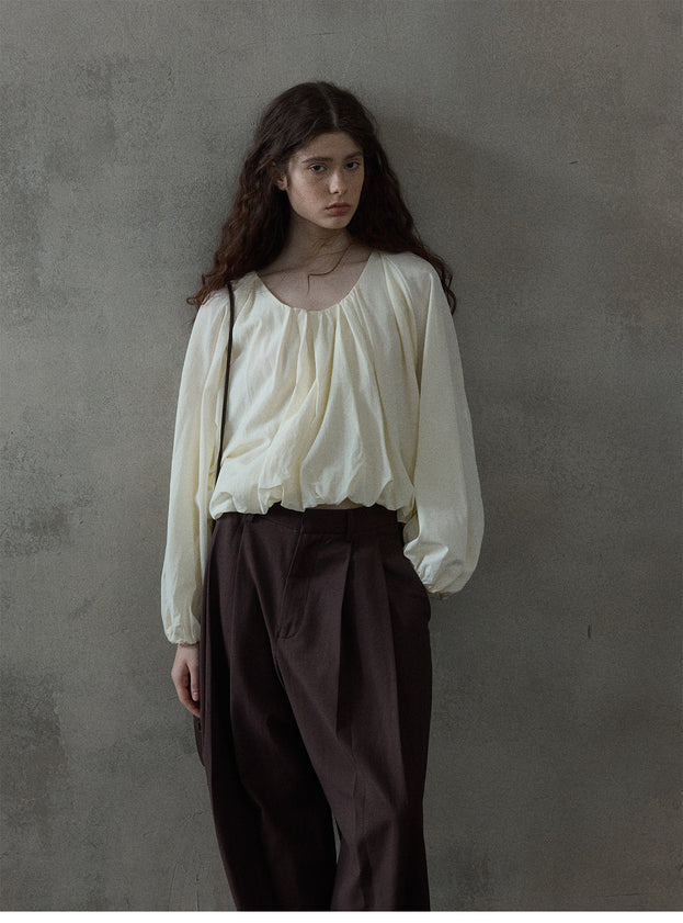 Simple And Fashionable Round-neck Long-sleeved Women Blouse
