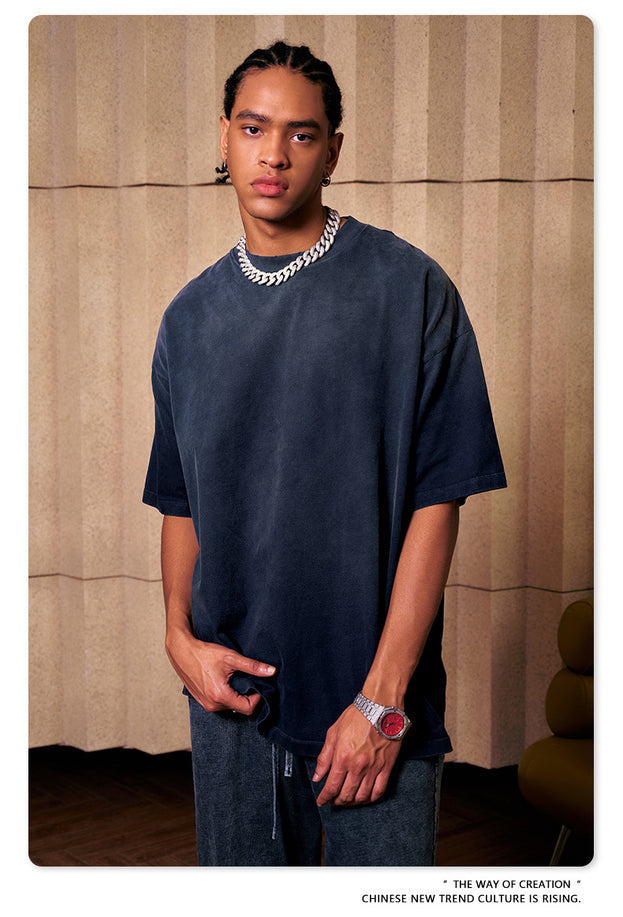 Summer's New Fashionable Commuter Youth Washed And Aged Street Trend Men's T-shirts