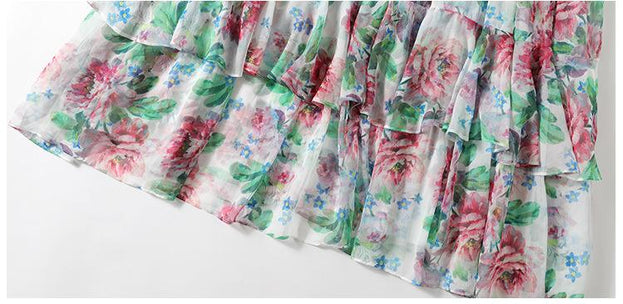 Long Sleeve Bubble Sleeve Big Swing Pinted Cake Dress