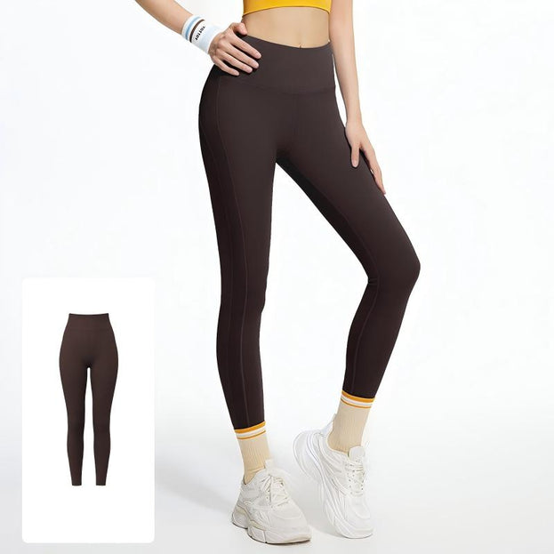 Striped Patchwork Hip Breathable High Waist Yoga Pants
