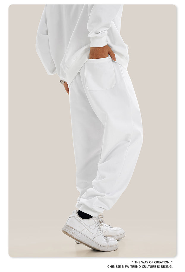 Sporty Drawstring Basic Style Trendy Solid-color Men's Sweatpants
