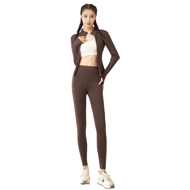 Women's Naked Slim-Fit High Bullet Windproof Fitness Suit