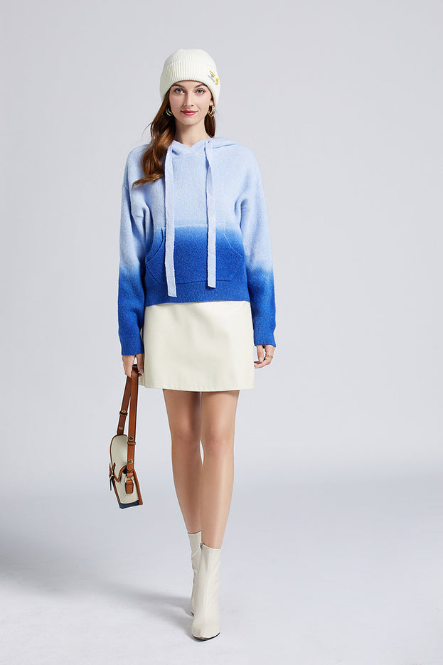 Gradual Change Soft Waxy Lazy Door Sewing Sweater Woman