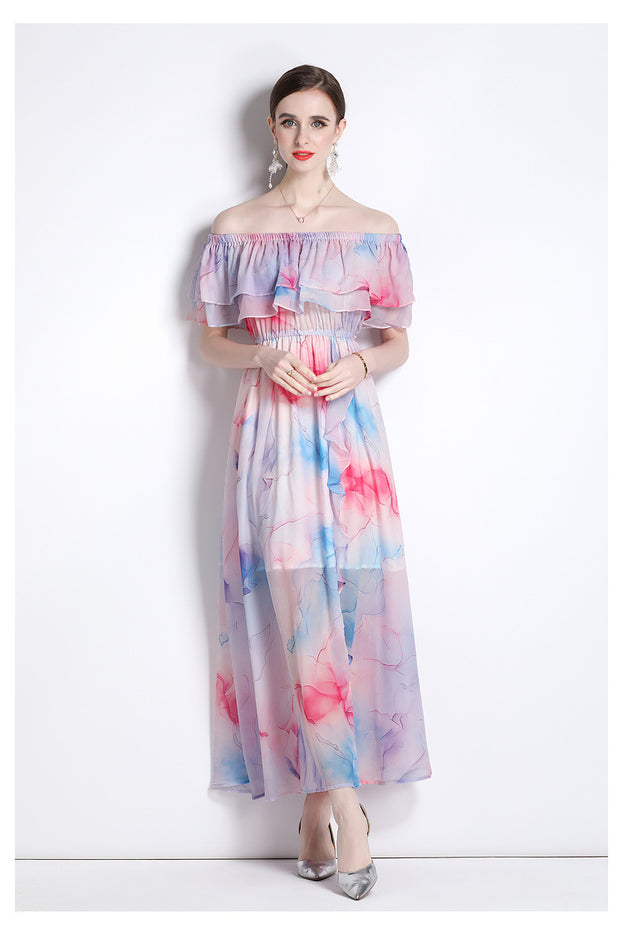 Split Chiffon Long Swing Holiday Dress