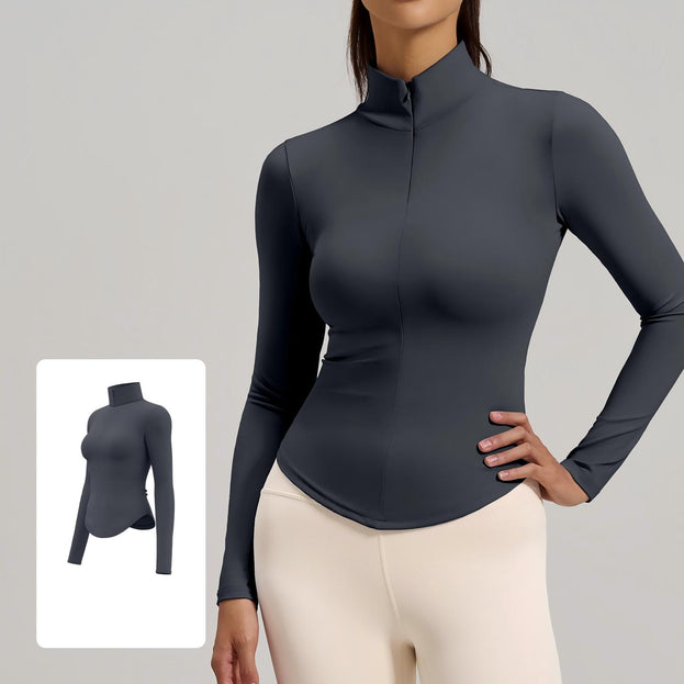 Half-zipper Naked Seamless Breathable Yoga Top for Women