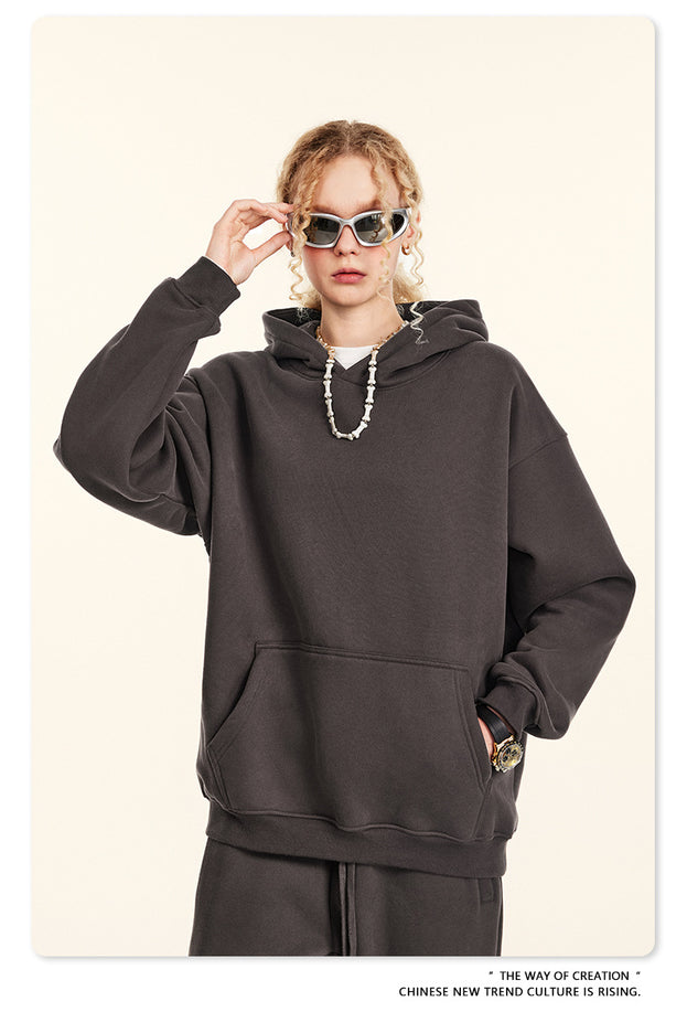 Dopamine Solid-color Fashionable Casual Commuting Youth Hooded Men's Sweatshirt