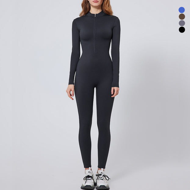 Long-Sleeved Tight-Fitting One-Piece Sports Yoga Suit For Women
