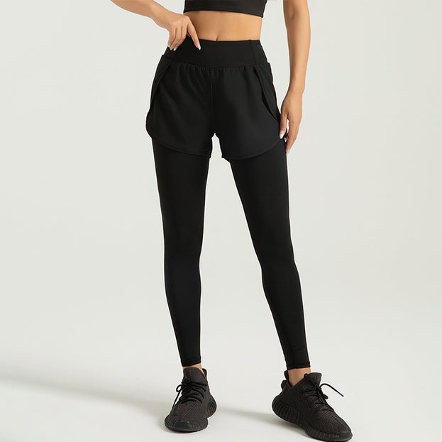 Two Pairs Of High-Waisted Fitness Yoga Pants with Pockets