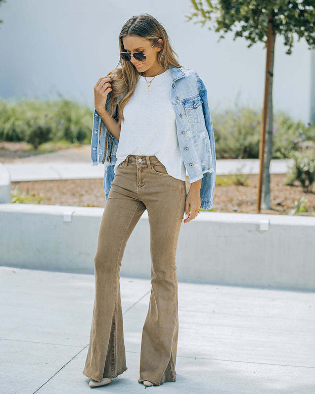 Autumn Fashion Versatile Vintage-Style Slightly Flared Denim Pant for Women
