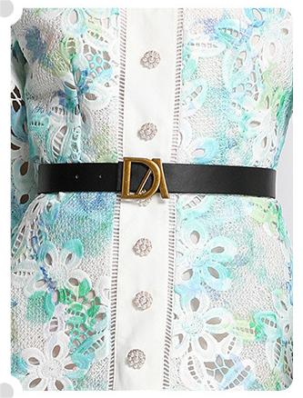 Sweet Print Water-Soluble Hook Flower Hollowed Out Bubble Long-Sleeved Skirt Dress Peplum