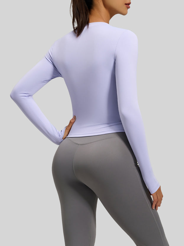 Moisture-wicking Naked Sensation Long Sleeve Slim Fit Slit Yoga Wear