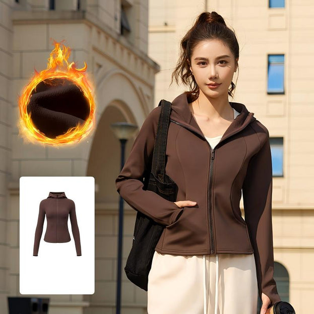 Outdoor Sport Slimming Windproof Hooded Yoga Jacket