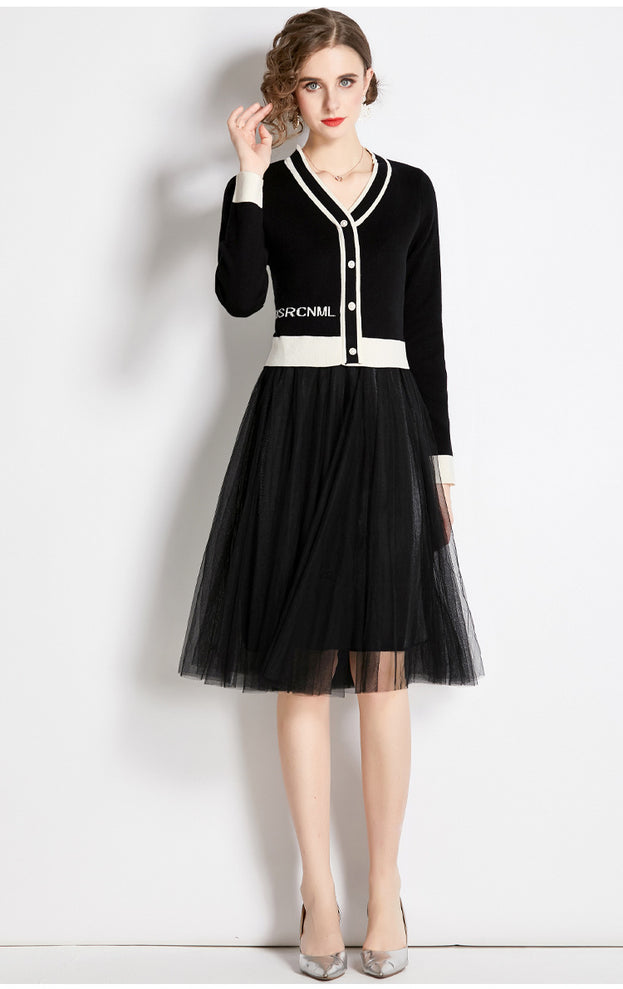 Knitted A-Line Skirt Long Sleeved Leggings Skirt