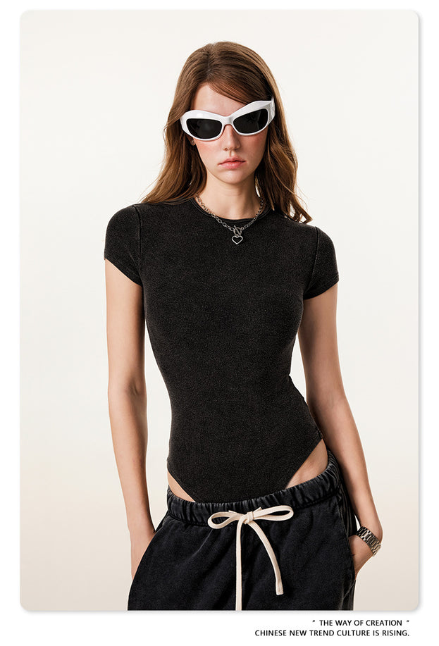 Summer Hot Girl Washed And Aged Fashionable Cotton Top