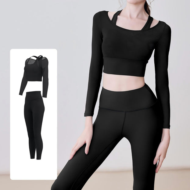 Naked Mesh Hollow Yoga Fitness Suit for Women