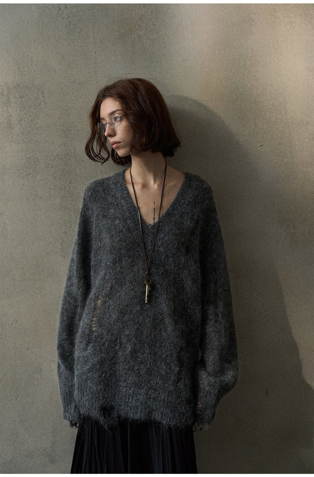 Mohafur Spring Fashion Openwork Fringed Laid-back Knit Wear