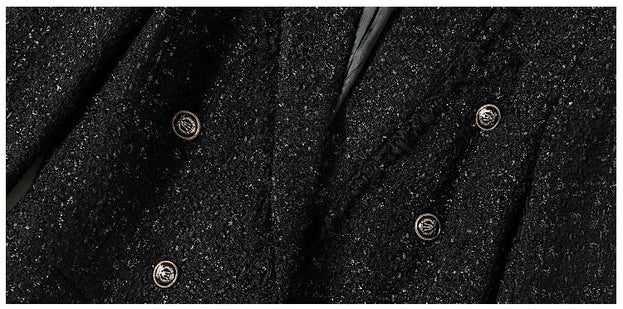 Double Breasted Slim Tweed Blazer Coat