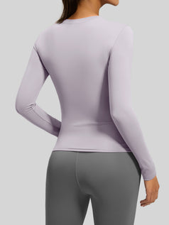 Round-Neck Fitted Long-Sleeved Yoga Top for Women
