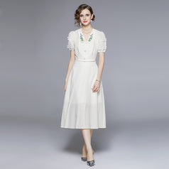 Embroidered Blouse and Skirt Two-Piece