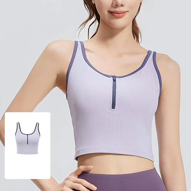 Women's Contrast Stripe Yoga Vall with Zipper