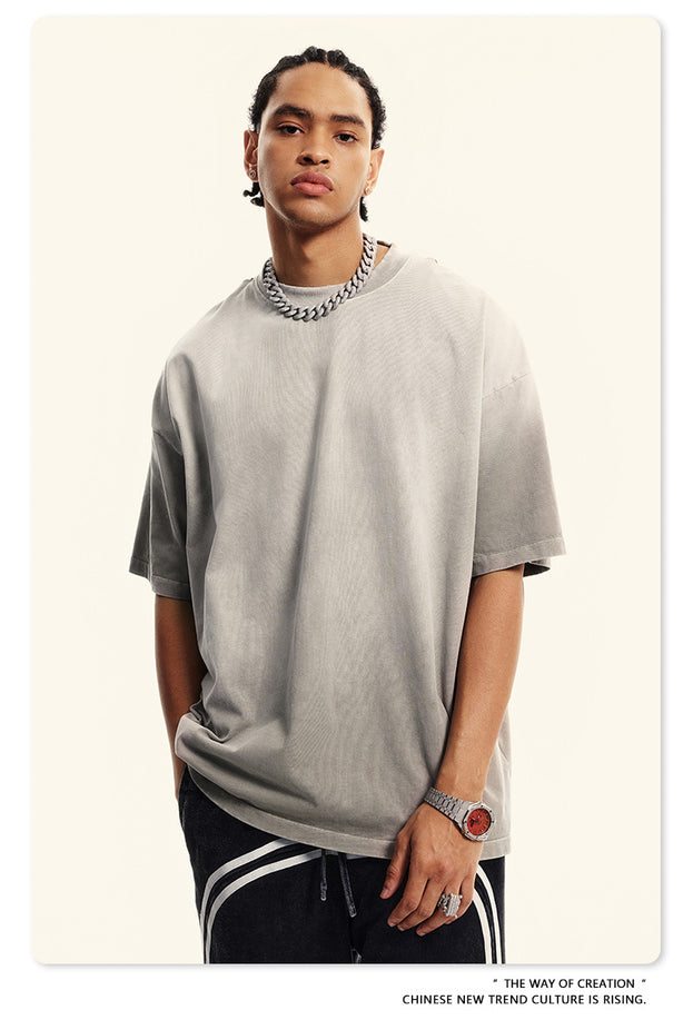 Summer's New Fashionable Commuter Youth Washed And Aged Street Trend Men's T-shirts