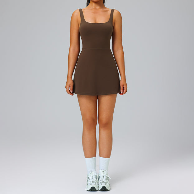 Women's Sporty Yoga One-Piece Skirt With Pockets