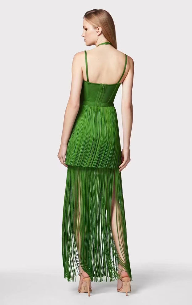 Summer Fashionable and Sexy Fringed Cinched Waist Party Slip Dress for Women