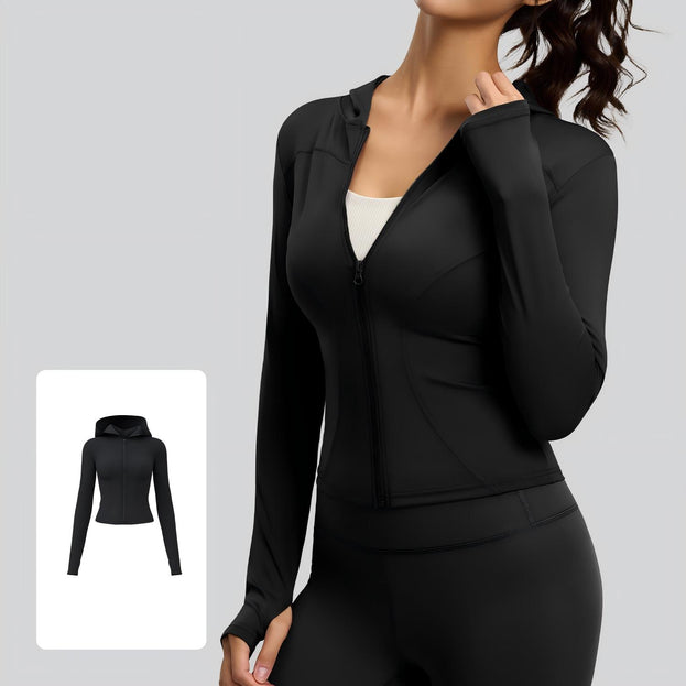 Women's High-Bomb Naked Slim-Fit Tight Hooded Yoga Clothes