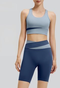 Women's Color-Blocked Casual Sporty Bare-Fit Yoga Set