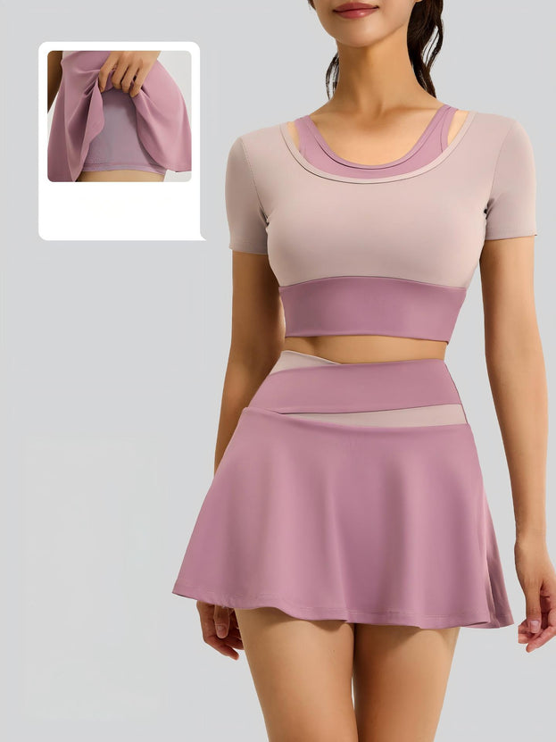 Women's Naked Tight Sports Running Fitness Skirt Set