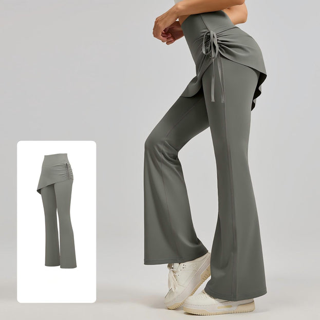 High-Waisted Pleated Double-Layer Yoga Flared Pants