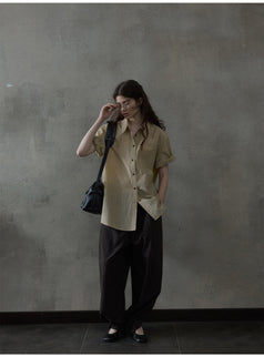 Summer Fashionable Commuting Button Short-Sleeved Simple Women's Top