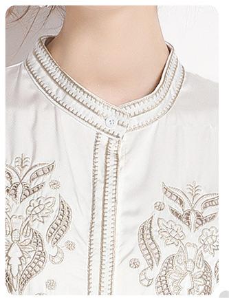 Heavy  Embroidered Lantern Sleeve Slim Dress