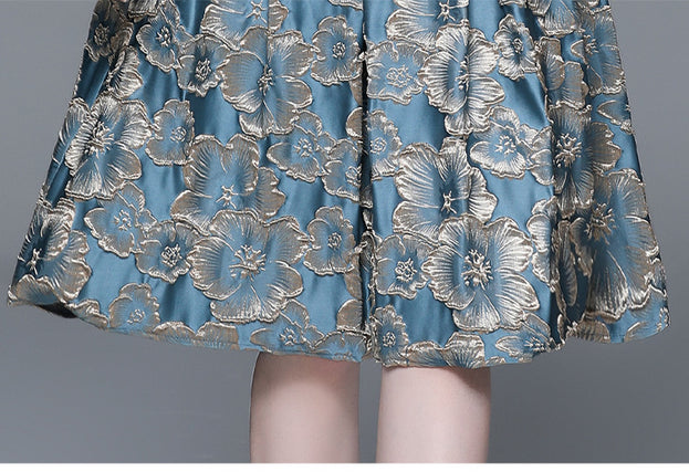 Women's Fashion Applique Embroidery Long-Sleeved Shirt and Mid-Length Skirt Two-Piece Set