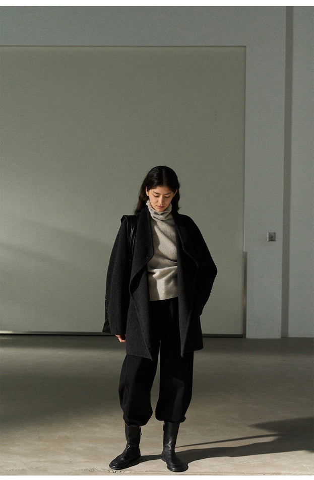 Textured All-Wool Camel Hair Fashionable Commuter Women's Coat