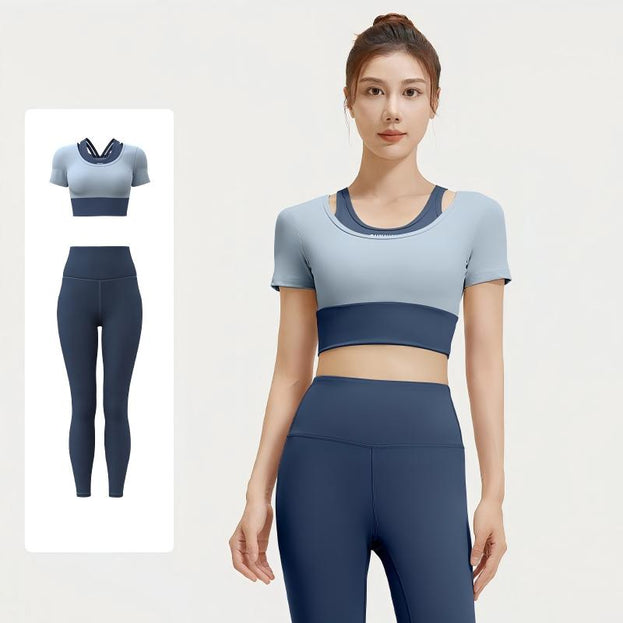 Two-Piece Sports Bra and Yoga Set with Built-in Pads