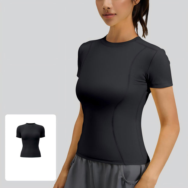 Slim-Fit Sports Tight Round-Neck Yoga T-shirt