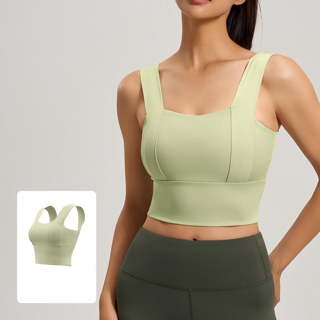 Fixed Cup Gathering Fitness Yoga Back Support Bra