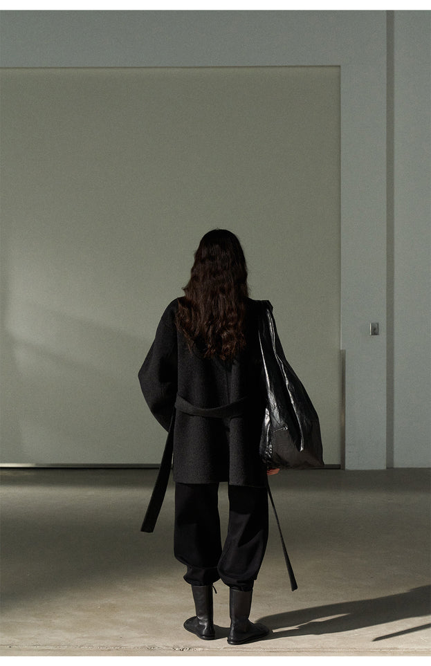 Textured All-Wool Camel Hair Fashionable Commuter Women's Coat