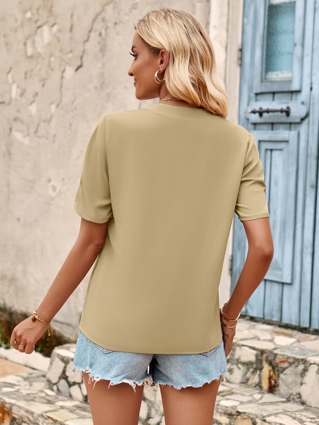 Summer Casual V-Neck Loose Short Sleeve Top for Women