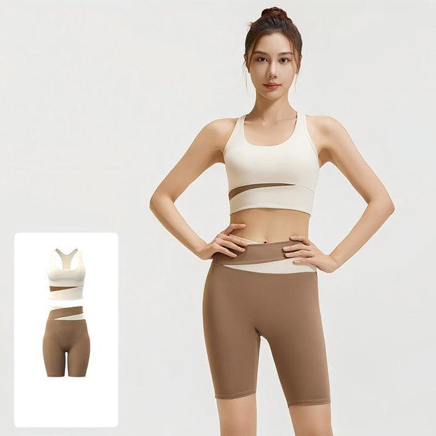 Women's Color-Blocked Casual Sporty Bare-Fit Yoga Set