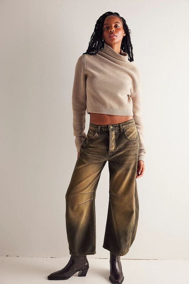 Spring Fashion Versatile Low-Waisted Loose Straight Denim Pant for Women