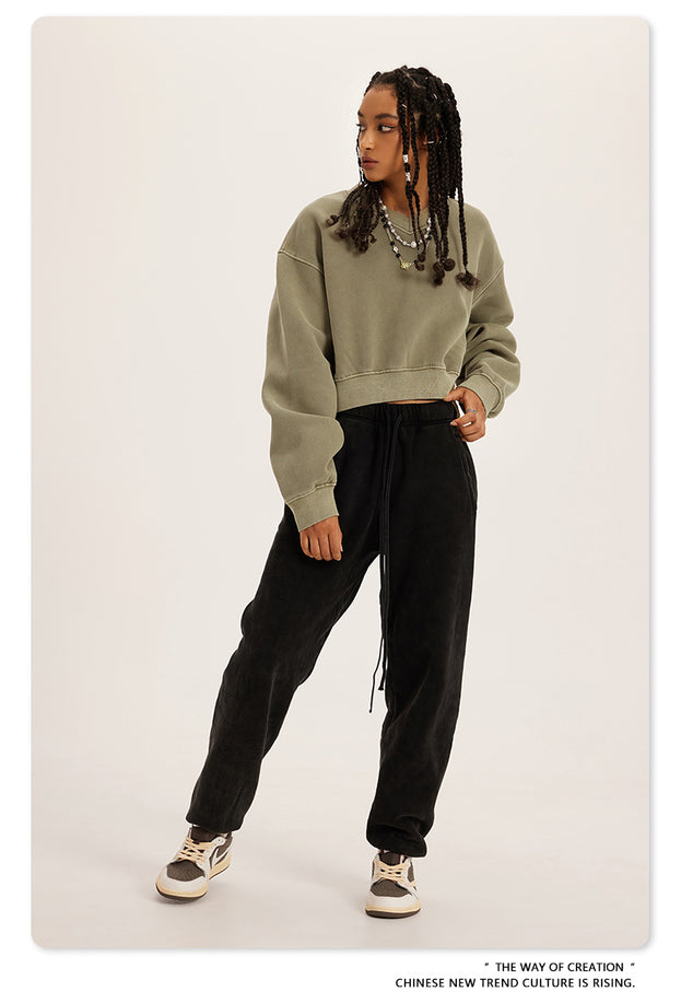 Trendy V-neck And Fleece American Sweatshirt