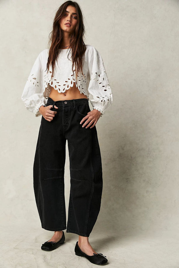 Spring Fashion Versatile Low-Waisted Loose Straight Denim Pant for Women