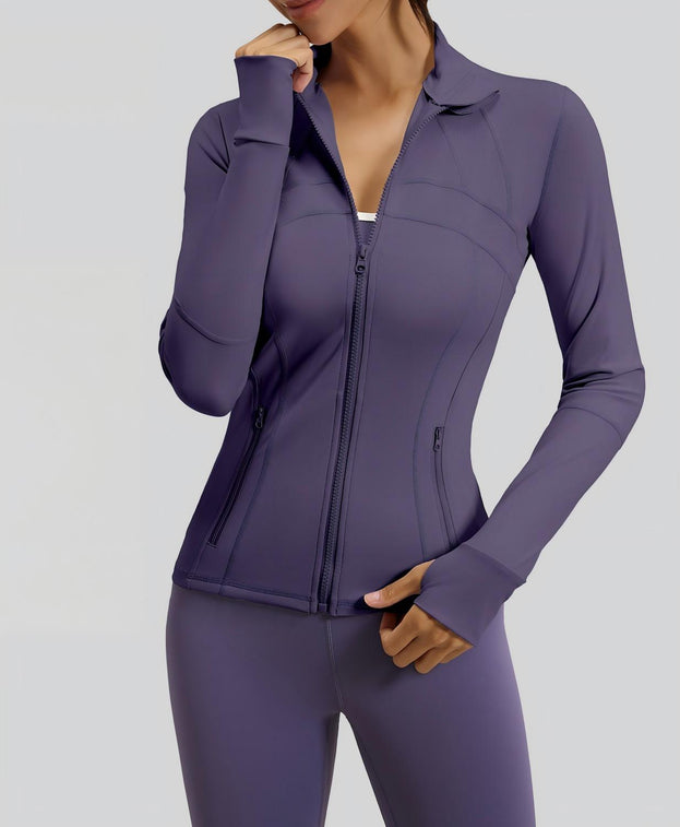 Spliced Breathable Stretch Running Yoga Jacket with Pocket