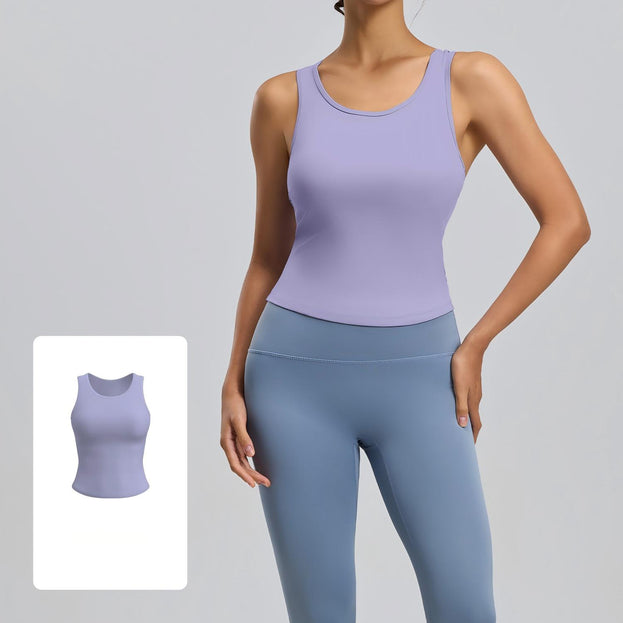 Integrated Round-Neck Sports Vest for Yoga
