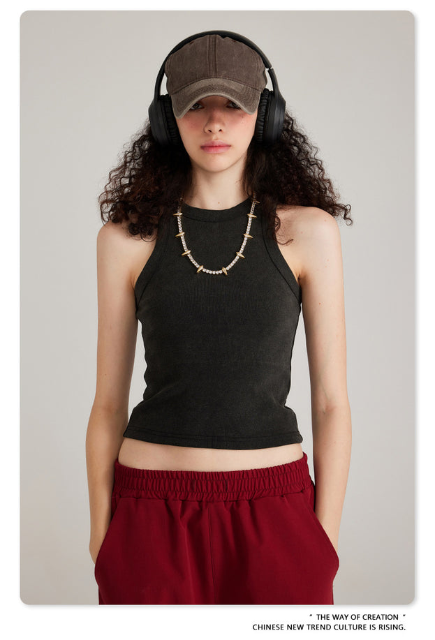 Summer Short Solid-color Commuter Women's Vest Top