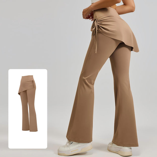 High-Waisted Pleated Double-Layer Yoga Flared Pants