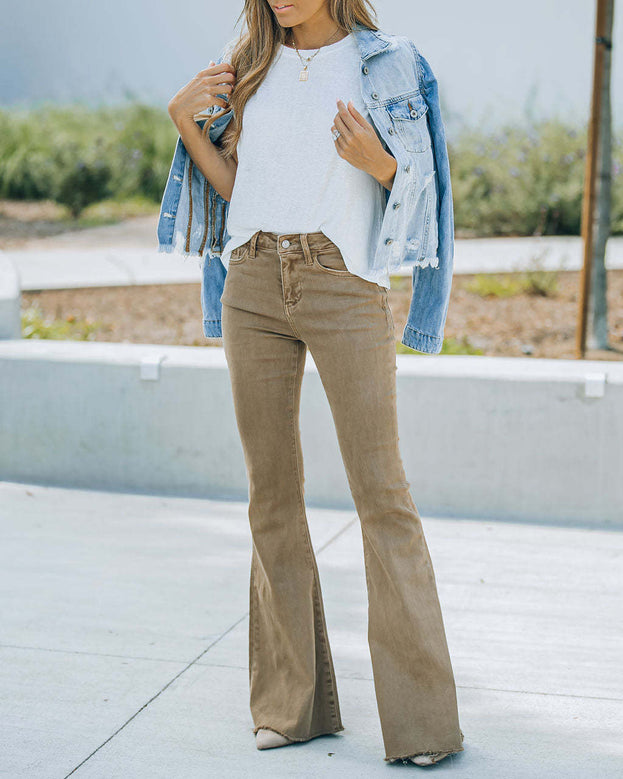 Autumn Fashion Versatile Vintage-Style Slightly Flared Denim Pant for Women